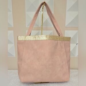 Jimmy Choo Parfums Blush Pink Gold Glitter Tote Bag Large GWP Shopper Travel Bag